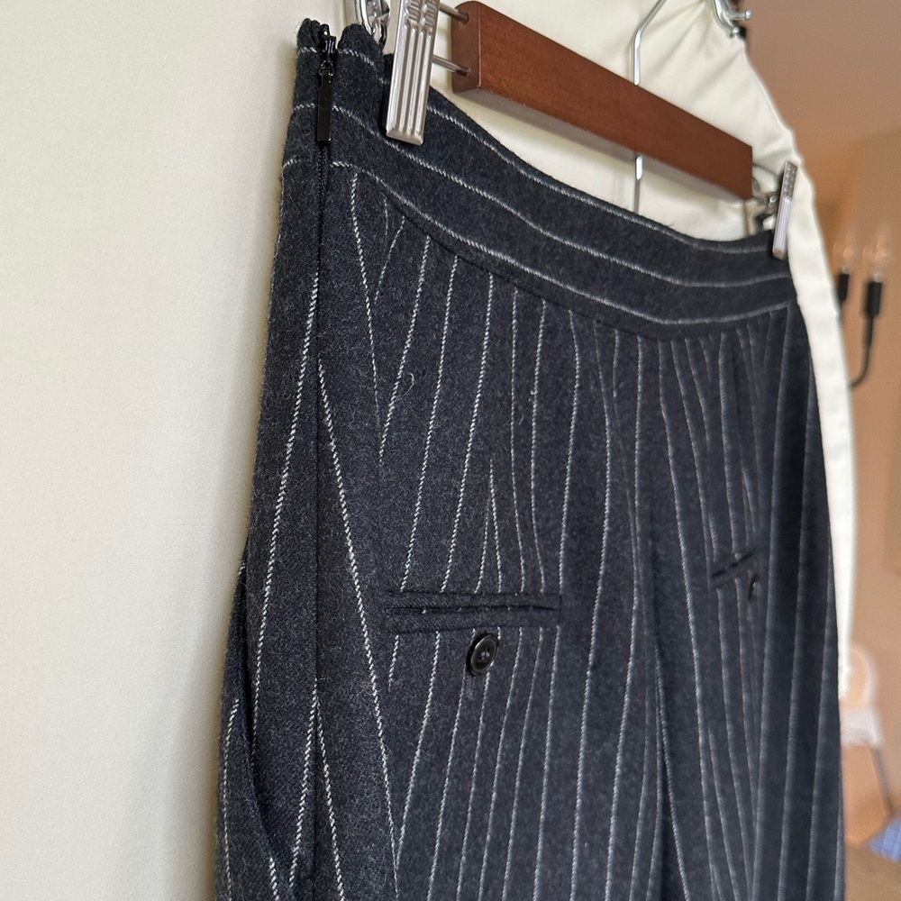 Saint Laurent Paris 2016 Pinstripe Virgin Wool Midi Culottes Pant Black F42 US10 - Picture 7 of 10
